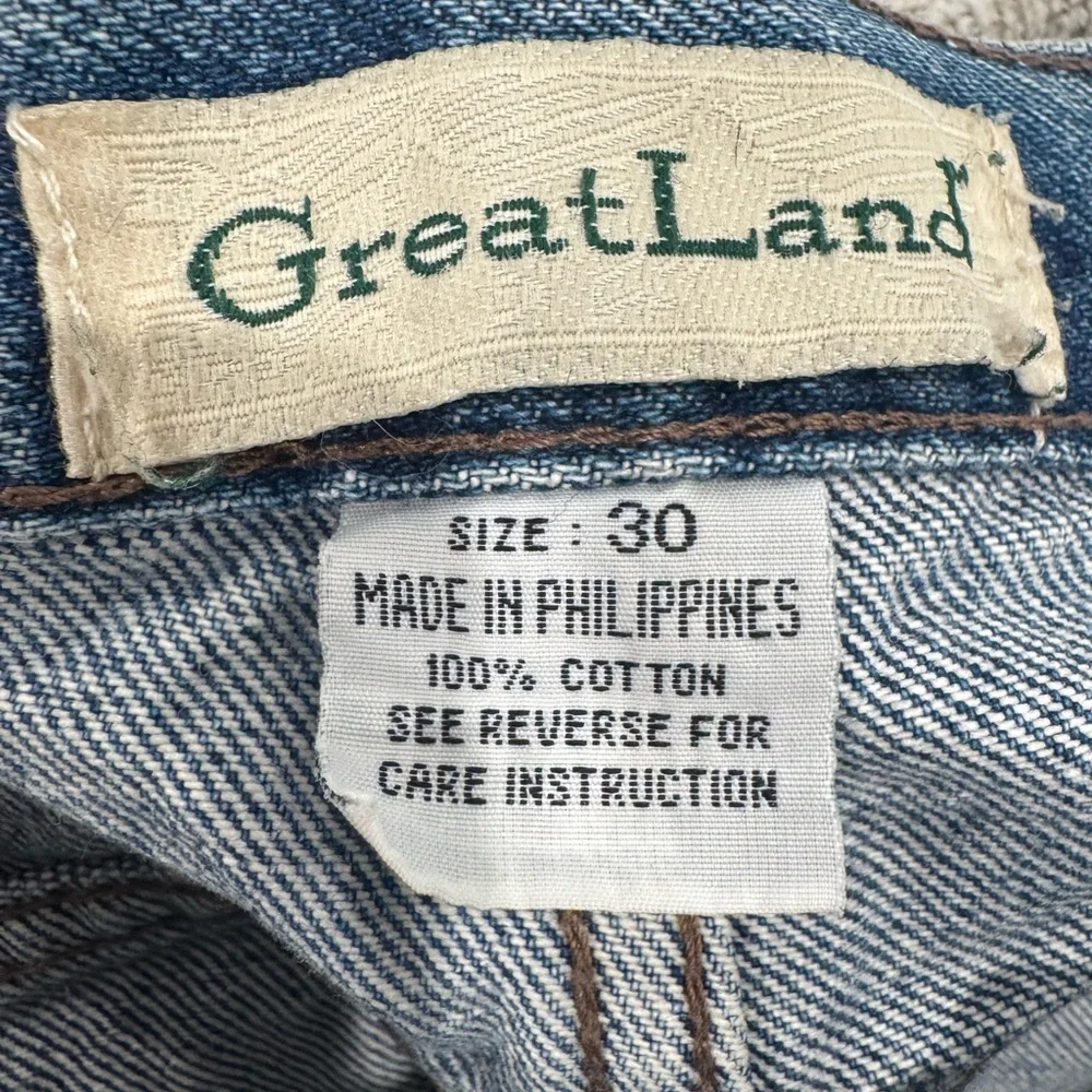 Vintage 90s Great Land 100% Cotton Denim Light Wash High Waist Shorts Size 30